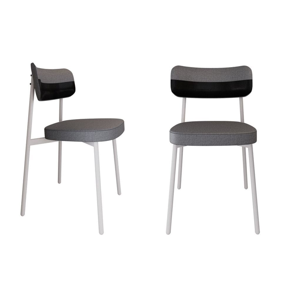 Cadeira Alloa Fixa com 4 Pés 50 X 44,7 X 83,8 Cm com 2 Unidade Cinza/Preto/Branco Epoxi