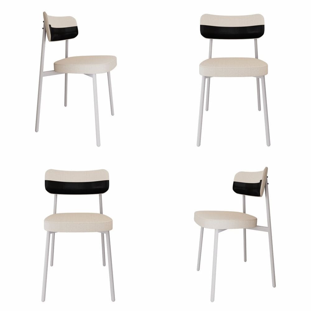 Cadeira Alloa Fixa com 4 Pés 50 X 44,7 X 83,8 Cm com 4 Unidade Palha/Preto/Branco Epoxi