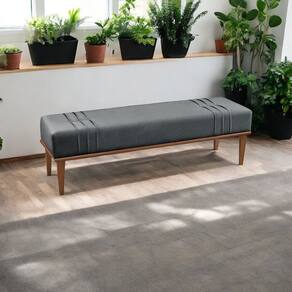 Recamier Puff Luxo Madeira Maciça Maya Cinza