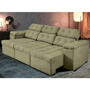 Sofá ítalo 210cm Retrátil Reclinável Suede Velu Castor