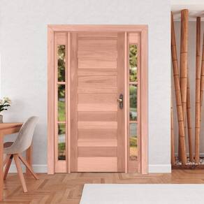 2 Kits de Porta de Madeira 2 Vitrôs Direita 213cmx136cmx12cm Pe28 Esel Natural