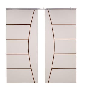 Porta Dupla Branco Prime Frisada Kit Alumínio F09 - 210x120