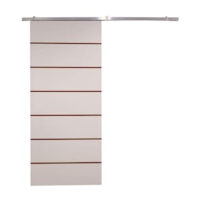 Porta De Correr Branco Prime Frisada Kit Alumínio F09 - 210x110