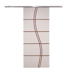 Porta De Correr Branco Prime Frisada Kit Alumínio Fs Duplo - 210x110