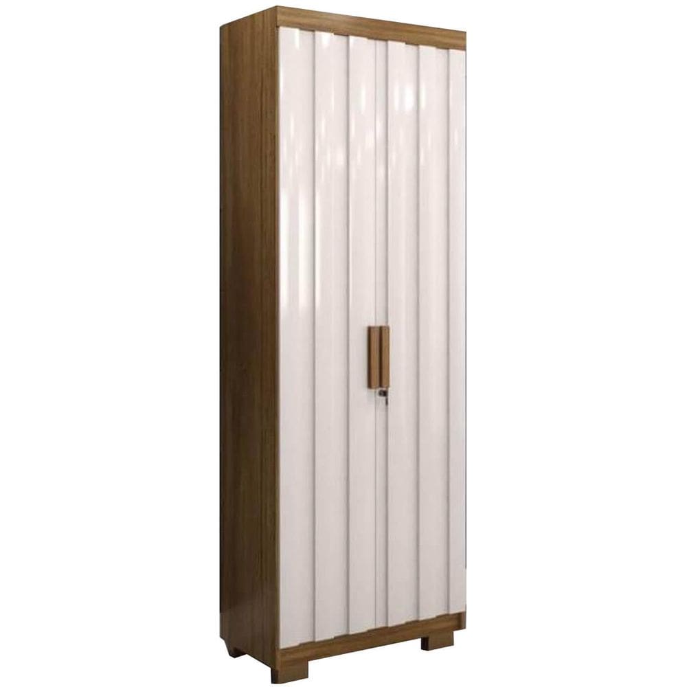 Armário Multiuso Florida 2 Portas com Chave e 5 Prateleiras Minas Plac Cor Cinamomo Off White