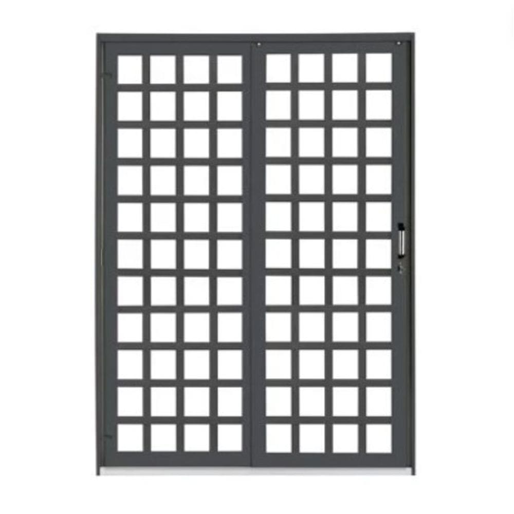 Porta Correr 2 Folhas Vidro Quadriculado 154X210cm Vitralfer