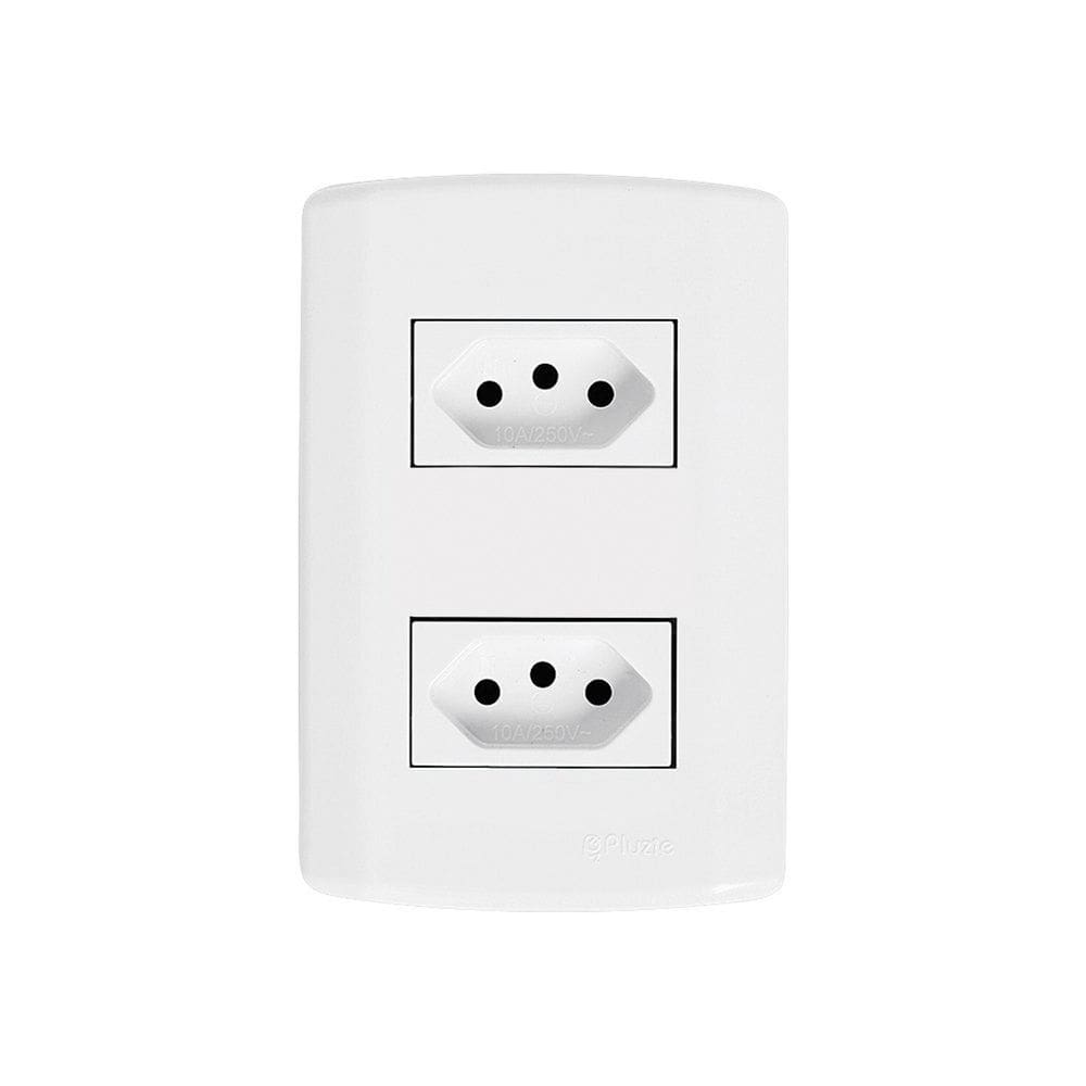 Conjunto com 2 Tomadas 2p+t 20A 250v, Modular, com Placa 4x2 e Suporte