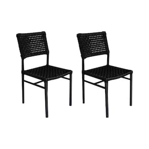 Kit 2 Cadeiras França Corda Náutica Base em Alumínio Preto/preto