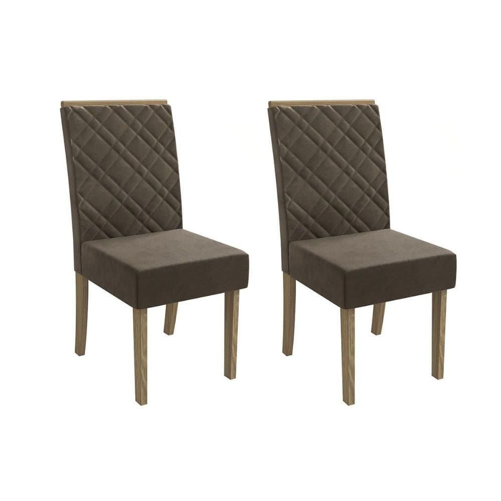 Cadeira Sala de Jantar 2CAD149NG Kit 2 Un Nogueira/Veludo Marrom A033 - Kappesberg