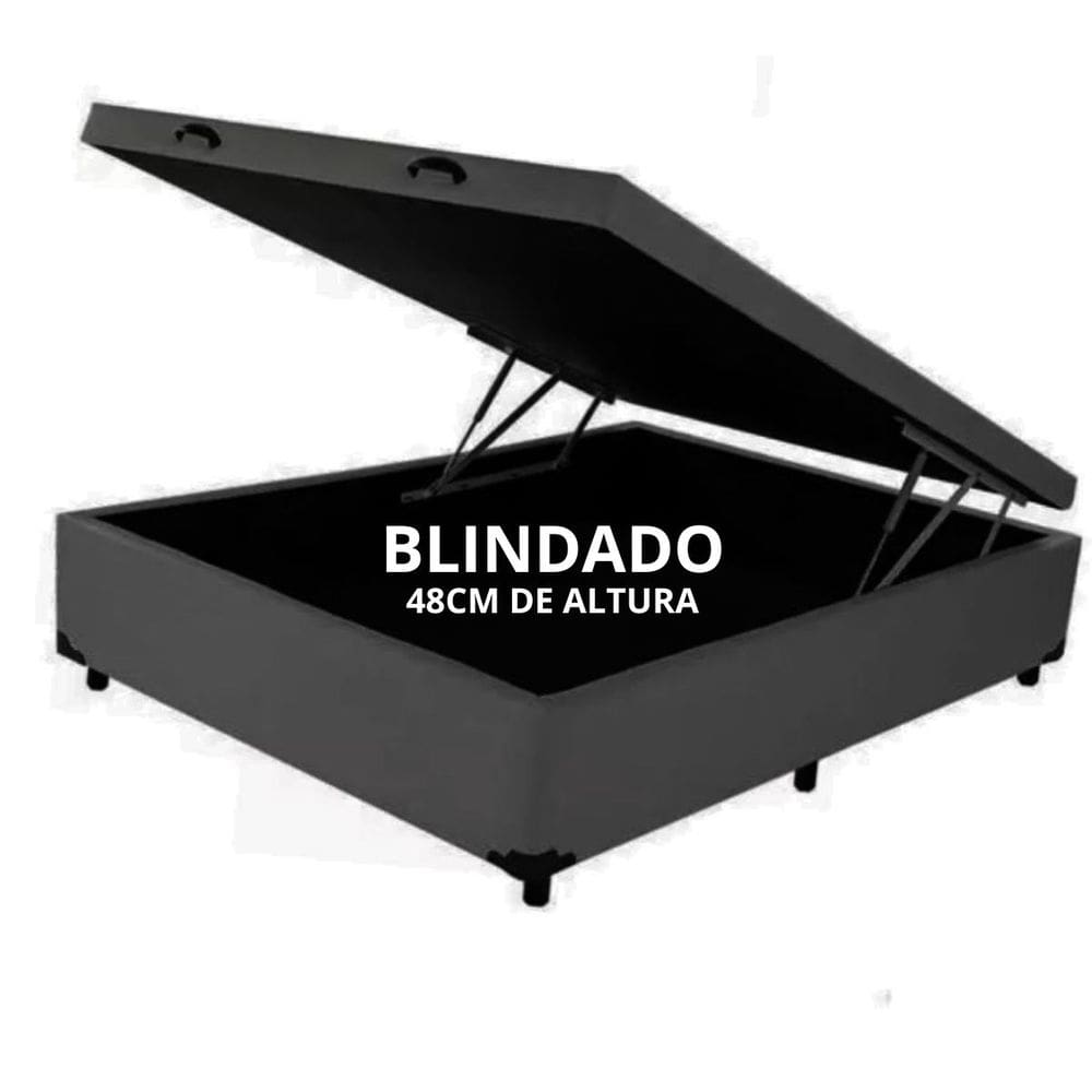 Cama Box Baú Casal Blindado com 48cm de altura total - Corino
