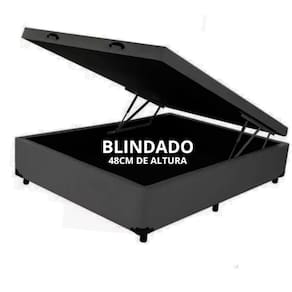 Cama Box Baú Casal Blindado com 48cm de altura total - Corino