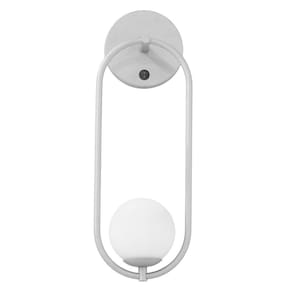 Arandela Parede Aro Oval Globo Vidro Interruptor Sala Prata