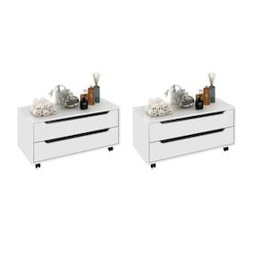 Kit com 2 Gabinetes para Banheiro com 2 Gavetas Rodízio Bn3643 Branco