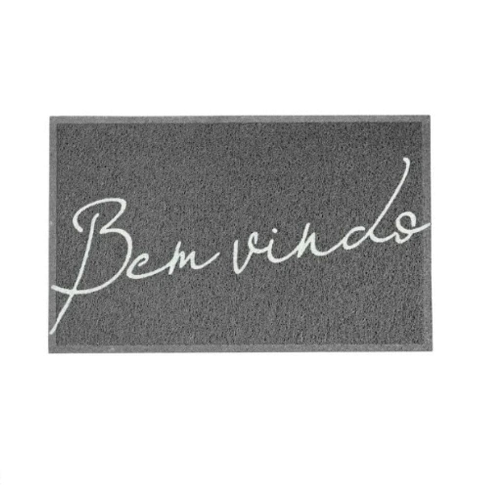 Capacho Vinil Bem Vindo Cinza 40X60cm Kapazi