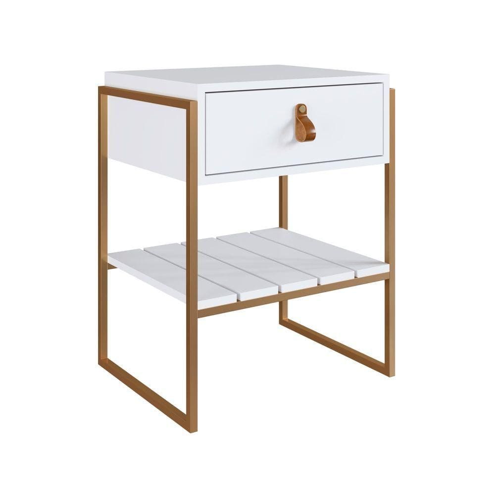 Mesa Cabeceira James Com Gaveta 45cm Branco