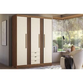 Guarda Roupa Solteiro 3 Portas 3 Gavetas c/ Pés 3.3 Aurora jatoba/Areia - Santos Andirá