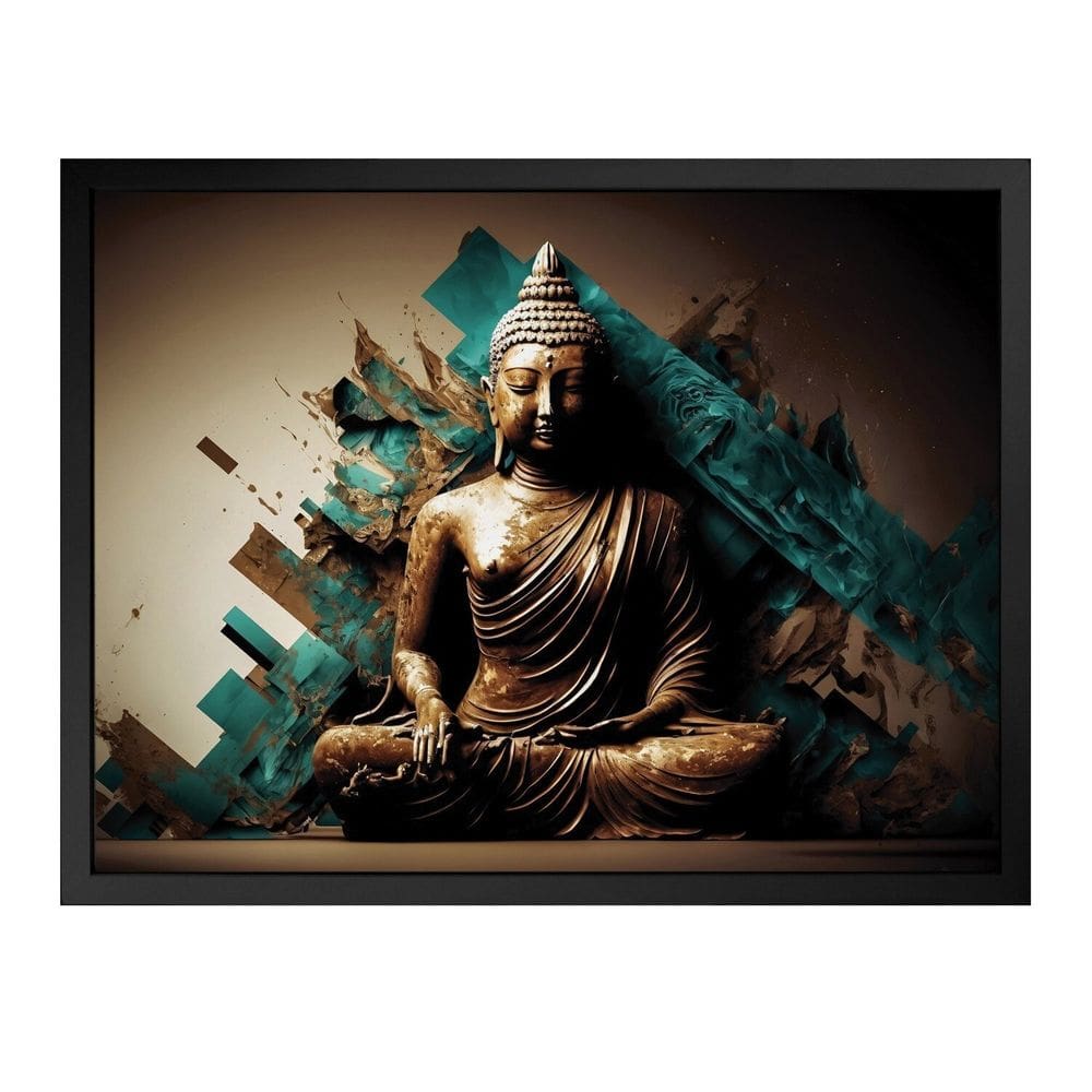 Quadro 60cm X 80cm Buda Fundo Abstrato Tropical Artes Preto