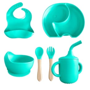 Conjunto Introdução Alimentar Bebê Silicone 6 Peças Prato