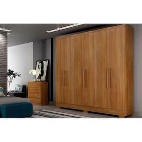 Guarda Roupa Casal 6 Portas e 2 Gavetas c/ Pés Milly/Veneza Cumaru - Novo Horizonte