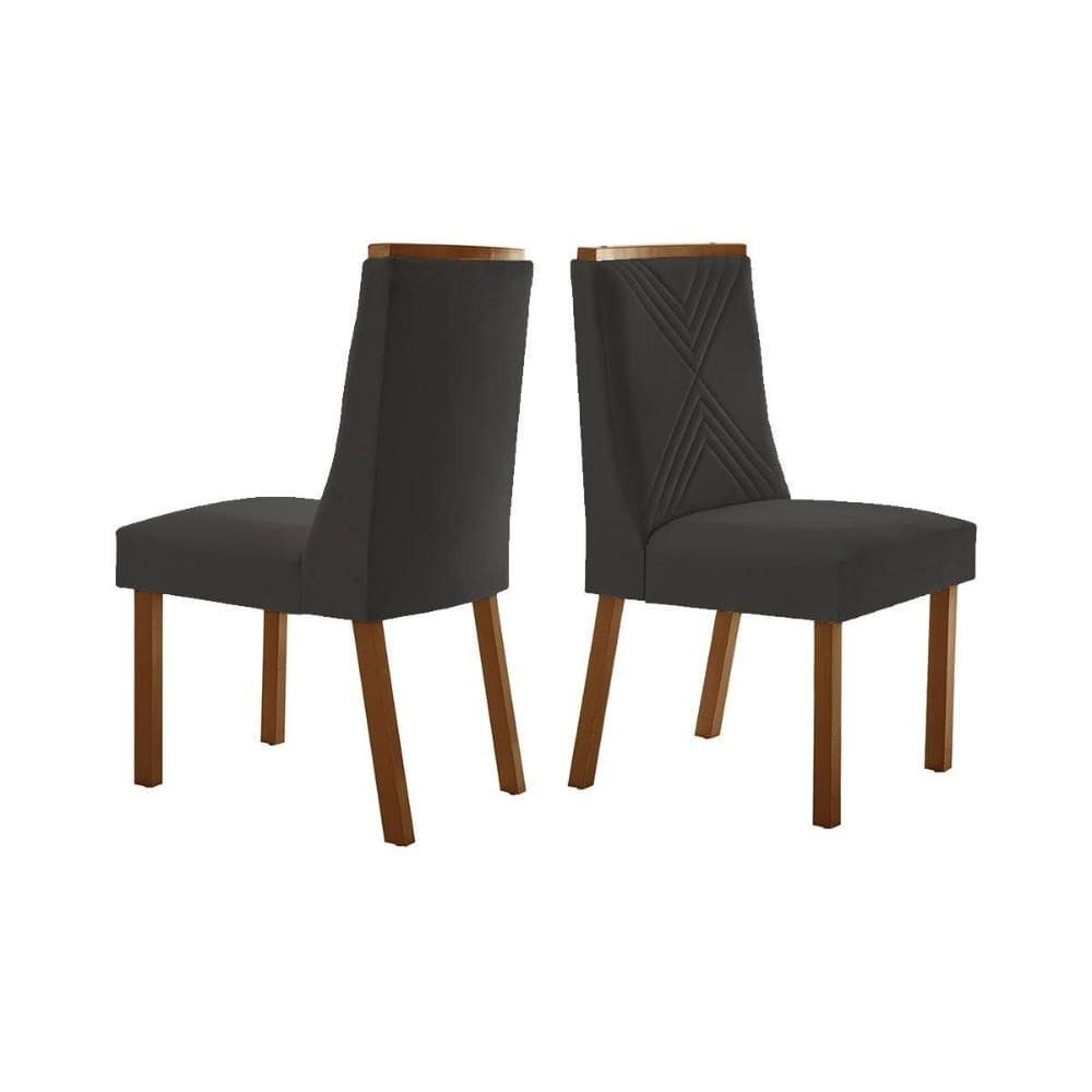 Cadeira Sala de Jantar Montreal Kit 2 Un Imbuia - Veludo Grafite - Rufato