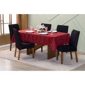 Toalha de Mesa 12 Lugares 4,00 x 1,35 Jacquard Luxo Cozinha Copa Sala de Jantar Vermelho