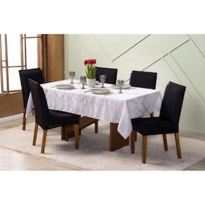 Toalha de Mesa 12 Lugares 4,00 x 1,35 Jacquard Luxo Cozinha Copa Sala de Jantar Branco