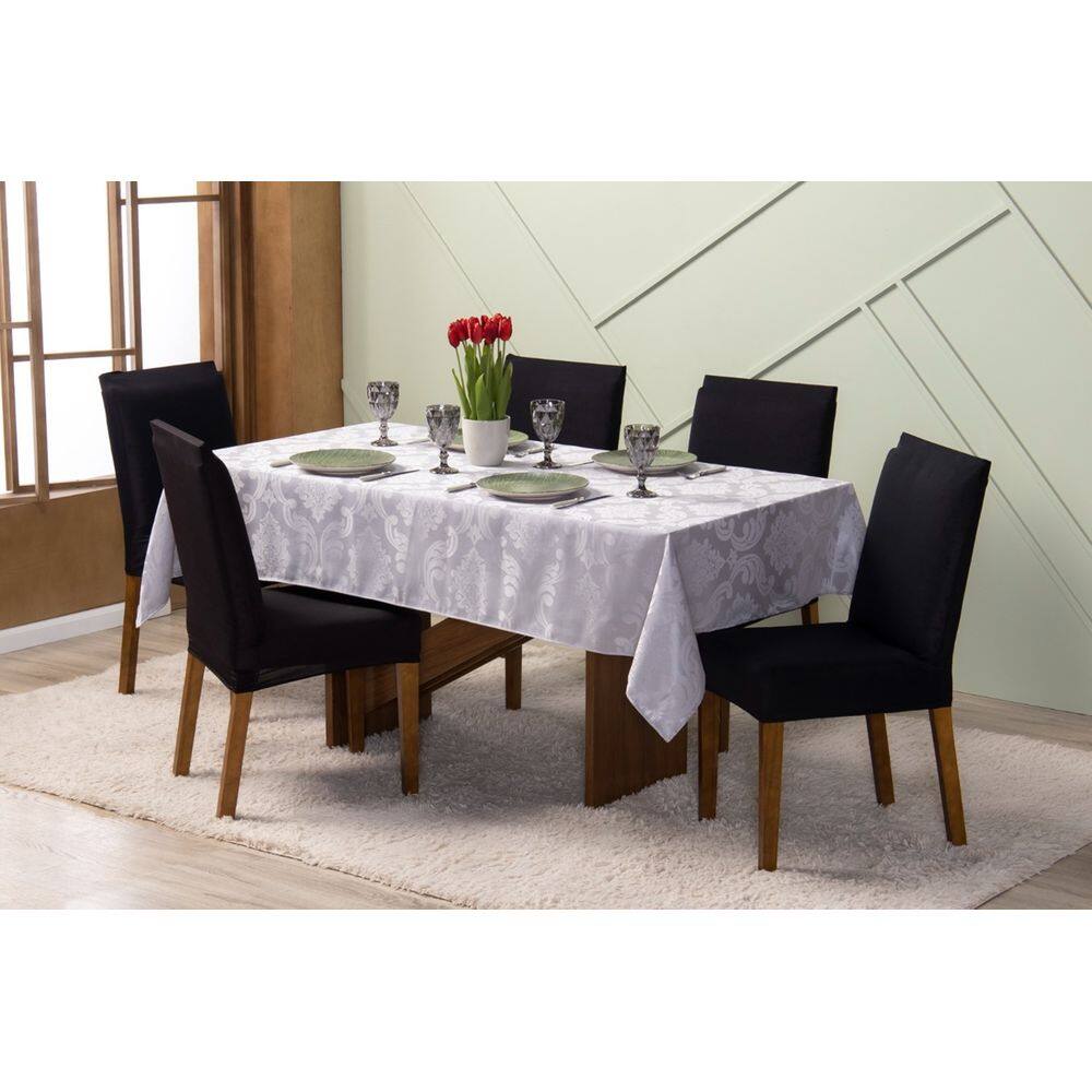 Toalha de Mesa 10 Lugares 3,00 x 1,35 Jacquard Luxo Cozinha Copa Sala de Jantar Cinza