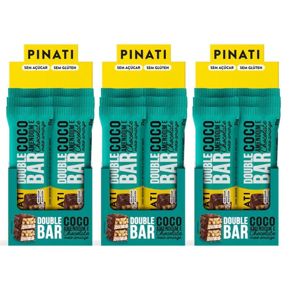 Kit 3 Display Pinati Double Bar Cocada Amendoim E Choc 6X25G
