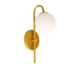 Luminária Arandela Parede Globo Vidro 12 Jabuticaba Dourado