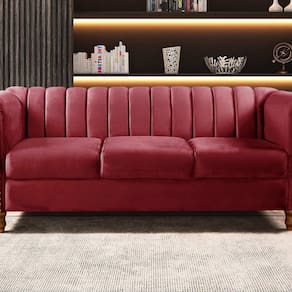 Sofá Chesterfield Realeza 3 Lugares Decoração Retrô Bordô