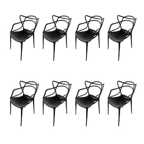 Kit 8 Cadeiras Design Allegra Master Polipropileno - Preto