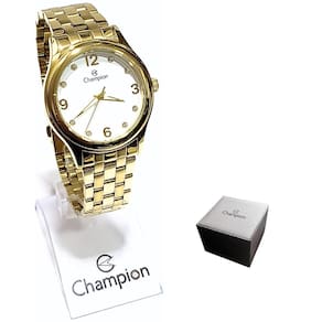 Relógio Champion Feminino Analógico Dourado Kit CN28991W