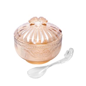 Açucareiro de Cristal Ecológico com Colher Imperial Âmbar 12cm x 11,5cm - Lyor