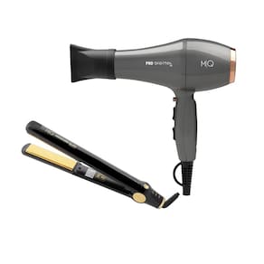 Kit Mq - Secador Mq Pro Digital Íon 2400W 127V+ Chapinha Prancha Mq Max480 Slim Titanium Black