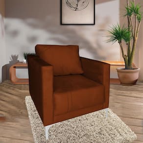 Poltrona Decorativa Sala Quarto Sara Suede TerraCota