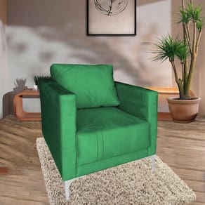 Poltrona Decorativa Sala Quarto Sara Suede Verde