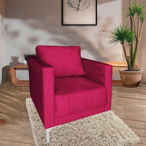 Poltrona Decorativa Sala Quarto Sara Suede Vermelho