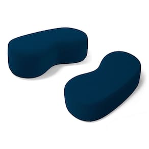 Kit 02 Puffs Decorativos Living Aisha Orgânico 02 Lugares Bouclê Azul Marinho - Desk Design