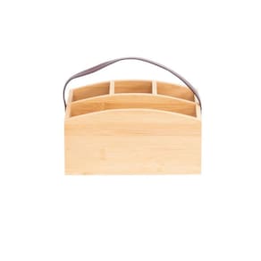 Porta Talheres Em Bambu Com Alça Em Couro Ecokitchen 24x15,5cm Mimo Style