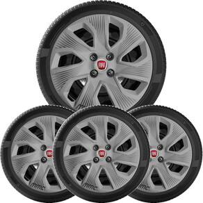 4X Calota Fiat Grand Siena Punto Palio Aro 15 Grafite 214Cp