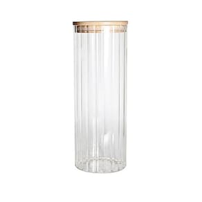 Pote Hermético de Vidro Borossilicato Canelado com Tampa de Bambu 1,5L - Dynasty