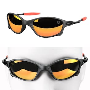 oculos sol preto laranja lupa metal praia proteção uv + case qualidade premium presente praia verão