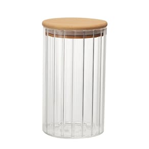 Pote Hermético de Vidro Borossilicato Canelado com Tampa de Bambu 750ml - Dynasty