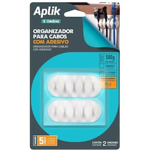 2 Organizador de 5 Cabos e Fios Adesivo Emborrachado Branco Ordene 6,5cm Aplik