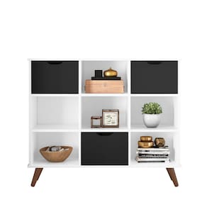 Nicho Organizador Branco 3 Gavetas Pretas Retrô - Montanaris Decor