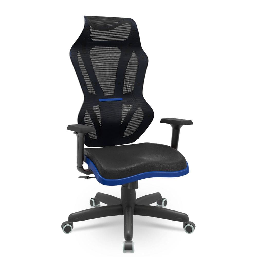 Cadeira Gamer Vizion Dz Sincron Plaxmetal Preto/Azul