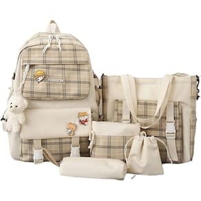 Conjunto de mochilas Kawaii Aesthetic, bolsa escolar de 5 peças 30L
