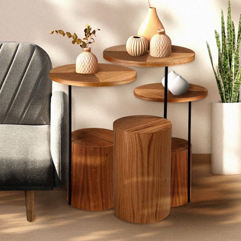 Mesa de Canto Redonda Lis 37,5 Cm X 70 Cm Cinamomo