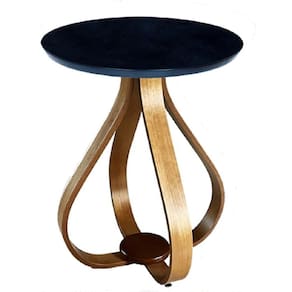 Mesa Lateral Bella 60x70cm pé Cebola Vidro Preto/Mel
