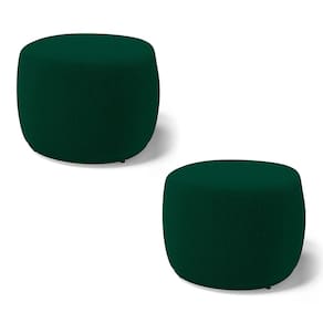 Kit 02 Puffs Decorativos Living Aisha Orgânico Redondo Bouclê Verde - Desk Design